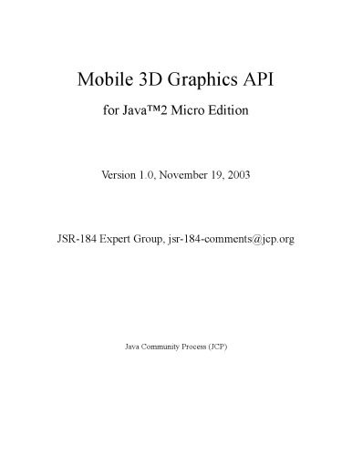 دانلود نسخه کامل کتاب Mobile 3D graphics : learning 3D graphics with the Java micro edition