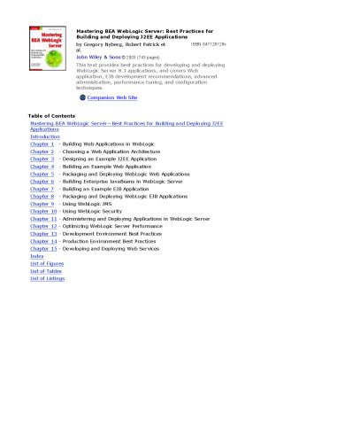 دانلود نسخه کامل کتاب Mastering BEA web-logic server : best practices for building and deploying J2EE applications