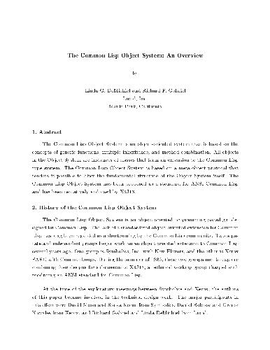 دانلود نسخه کامل کتاب The Common Lisp object system.An overview