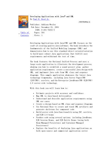 دانلود نسخه کامل کتاب Developing applications with Java and UML