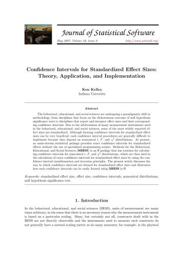 دانلود نسخه کامل کتاب Confidence Intervals for Standardized Effect Sizes: Theory, Application, and Implementation + Code