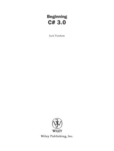 دانلود نسخه کامل کتاب Beginning C# 3.0: an introduction to object oriented programming
