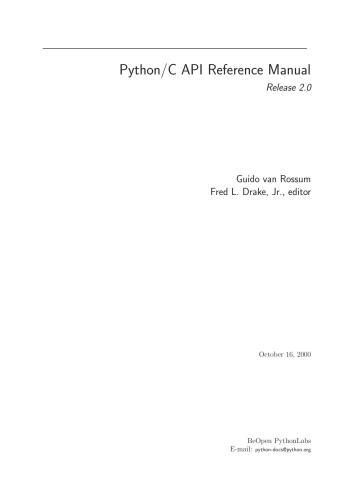 دانلود نسخه کامل کتاب Python/C API Reference Manual