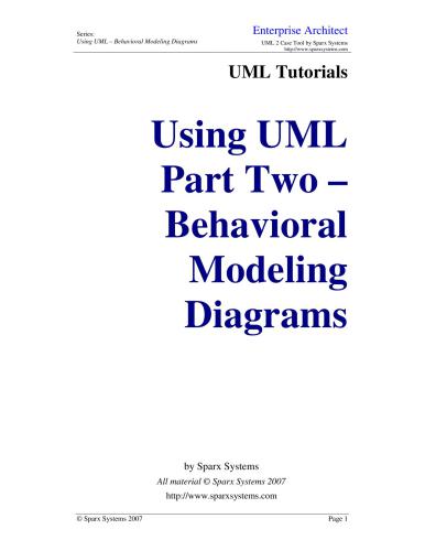 دانلود نسخه کامل کتاب Using UML. Part Two. Behavioral Modeling Diagrams UML 2