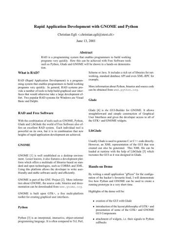 دانلود نسخه کامل کتاب Rapid Application Development with GNOME and Python