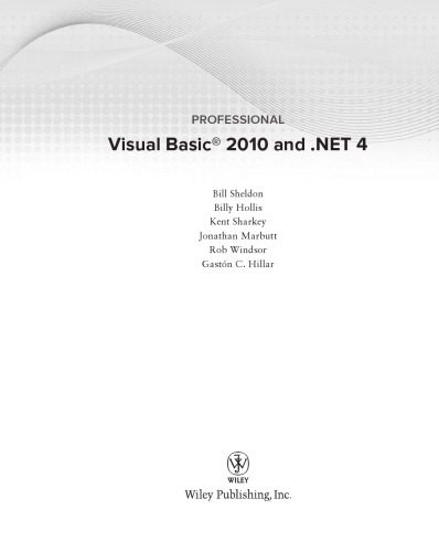 دانلود نسخه کامل کتاب Professional Visual Basic 2010 and .NET 4 Visual Basic 2010 and .NET 4 = Professional Visual Basic 2010 and .NET Four = Visual Basic 2010 and .NET Four