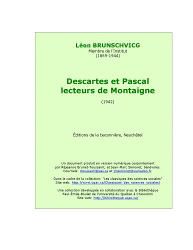 دانلود نسخه کامل کتاب Descartes et Pascal, lecteurs de Montaigne