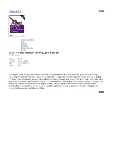 دانلود نسخه کامل کتاب Java Performance Tuning (2nd Edition)