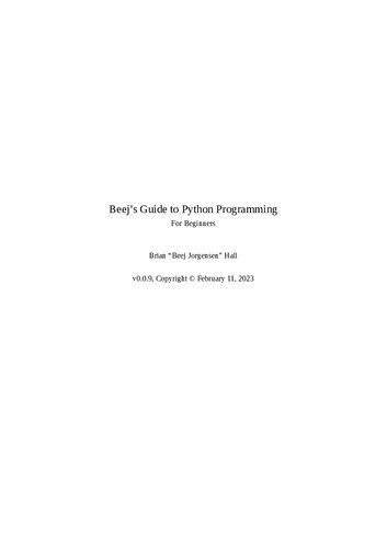 دانلود نسخه کامل کتاب Beej’s Guide to Python Programming: For Beginners