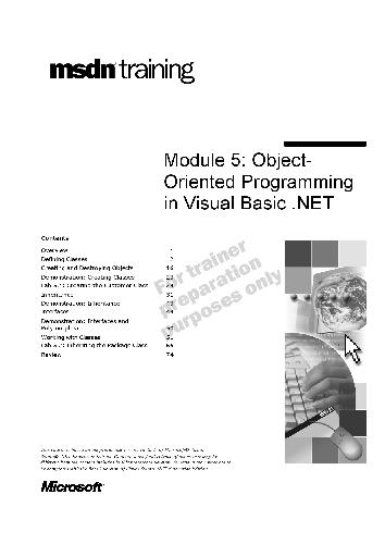 دانلود نسخه کامل کتاب VB NET – Module 5 Object-Oriented Programming in Visual Basic NET