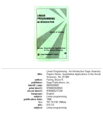 دانلود نسخه کامل کتاب Linear programming: an introduction, Volume 60