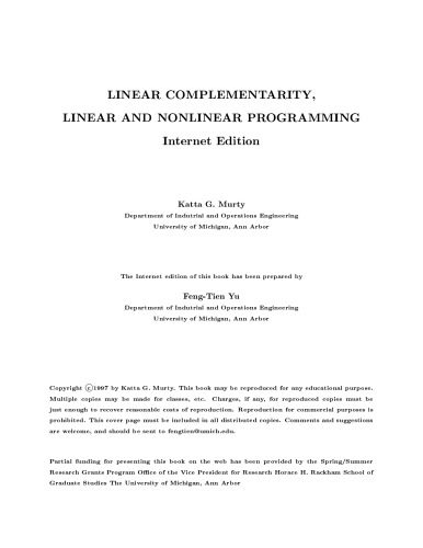 دانلود نسخه کامل کتاب Linear complementarity, linear and nonlinear programming