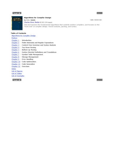 دانلود نسخه کامل کتاب Algorithms for compiler design