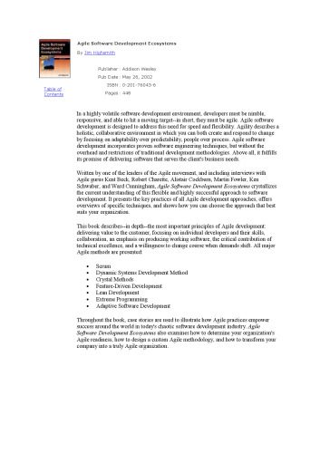 دانلود نسخه کامل کتاب Agile Software Development Ecosystems