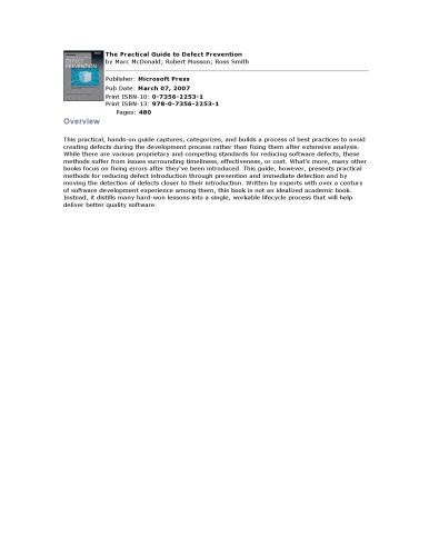 دانلود نسخه کامل کتاب The Practical Guide to Defect Prevention (Best Practices)