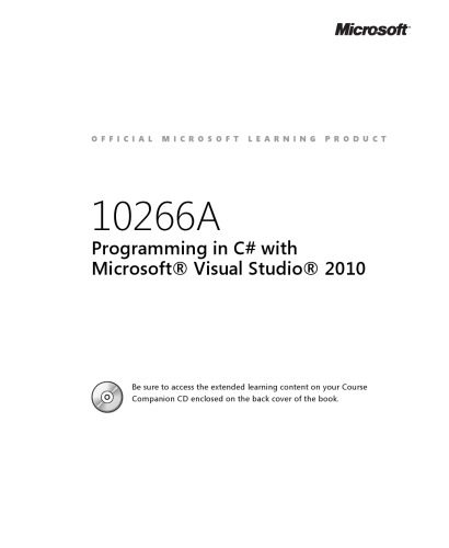 دانلود نسخه کامل کتاب Programming in C# with Microsoft® Visual Studio® 2010. Student Manual