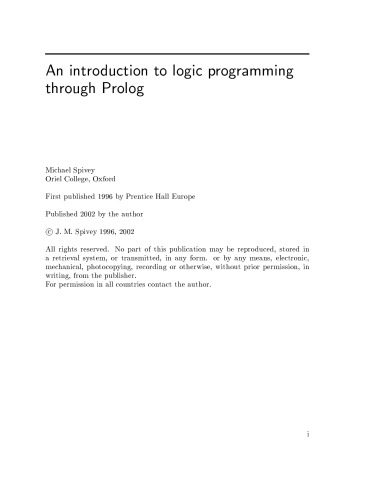 دانلود نسخه کامل کتاب An Introduction to Logic Programming Through Prolog