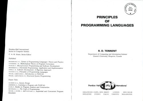 دانلود نسخه کامل کتاب Principles of Programming Languages (Prentice Hall International Series in Computing Science)