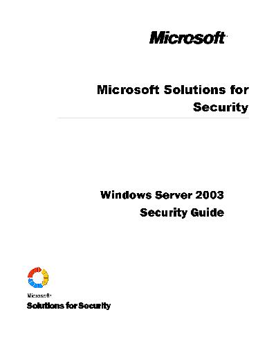 دانلود نسخه کامل کتاب Microsoft Windows Server 2003 Security Guide