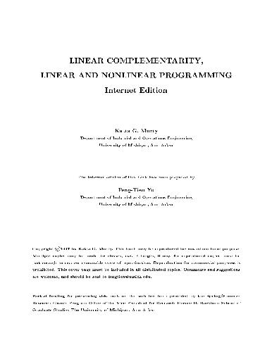 دانلود نسخه کامل کتاب Linear Complementarity, Linear and Nonlinear Programming