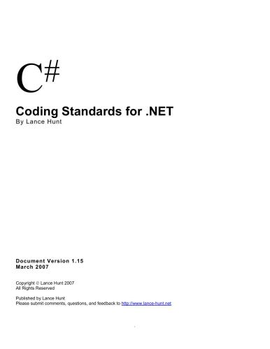 دانلود نسخه کامل کتاب C# Coding Standards for .NET