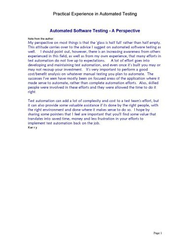 دانلود نسخه کامل کتاب Automated Software Testing – A Perspective