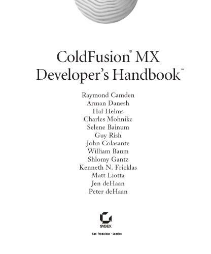 دانلود نسخه کامل کتاب Coldfusion MX Developer’s Handbook