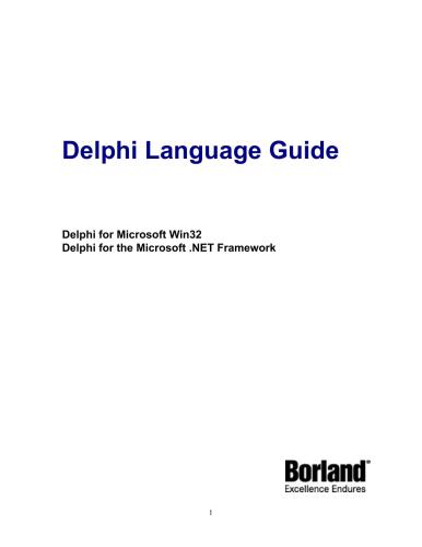 دانلود نسخه کامل کتاب Borland. Delphi Language Guide: Delphi for Microsoft Win32, Delphi for the Microsoft. NET Framework