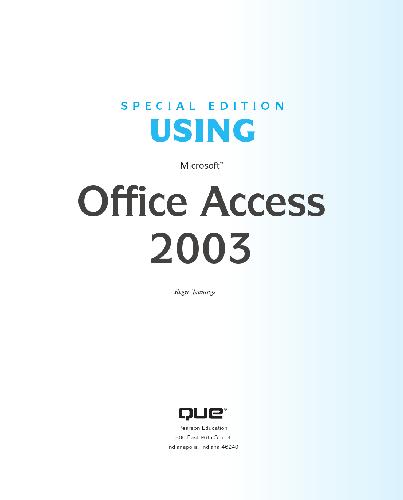 دانلود نسخه کامل کتاب Special Edition Using Microsoft Office Access 2003