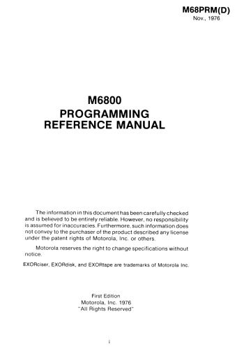 دانلود نسخه کامل کتاب M6800 Programming Reference Manual