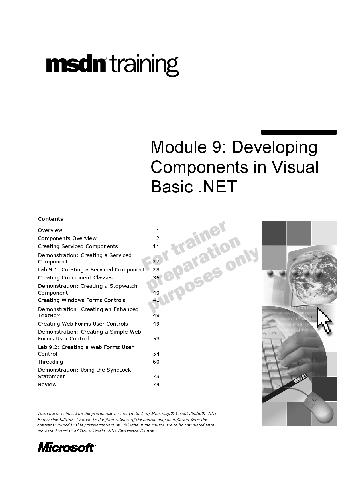 دانلود نسخه کامل کتاب Module 9: Developing Components in Visual Basic .NET