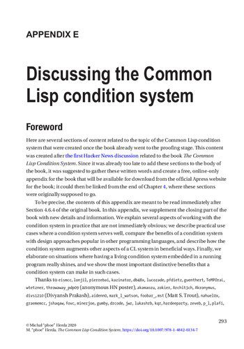 دانلود نسخه کامل کتاب The Common Lisp Condition System, Appendix E: Discussing the Common Lisp condition system