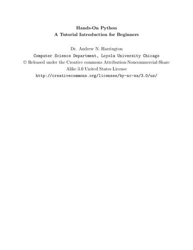 دانلود نسخه کامل کتاب Hands-On Python: A Tutorial Introduction for Beginners