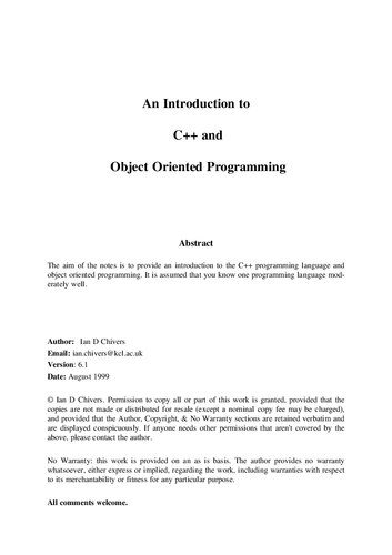 دانلود نسخه کامل کتاب An Introduction to C++ Object Oriented Programming
