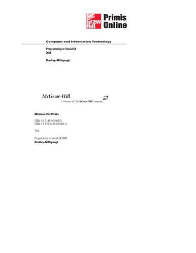 دانلود نسخه کامل کتاب Programming in Visual C# 2008
