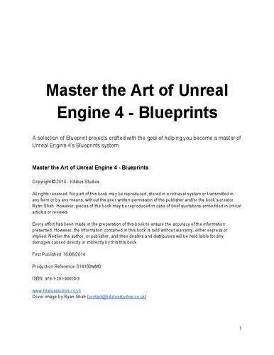 دانلود نسخه کامل کتاب Mastering the Art of Unreal Engine 4 – Blueprints