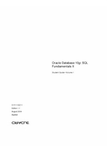 دانلود نسخه کامل کتاب Oracle 10G – Oracle Database 10G – SQL Fundamentals II – Student Guide