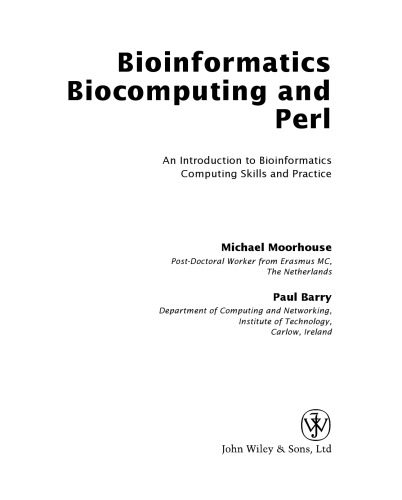 دانلود نسخه کامل کتاب Bioinformatics, Biocomputing and Perl: An Introduction