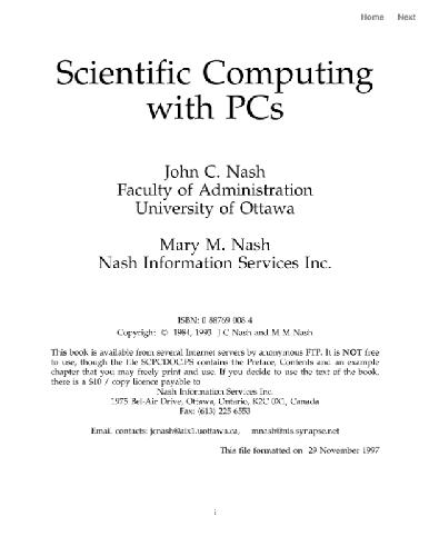 دانلود نسخه کامل کتاب Scientific Computing with PCs