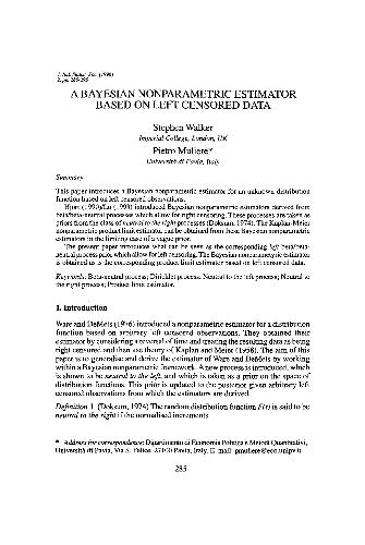 دانلود نسخه کامل کتاب A bayesian nonparametric estimator based on left censored data