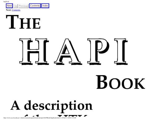 دانلود نسخه کامل کتاب etc. The HAPI Book. A Description of the HTK Application Programming Interface, Version 1.4