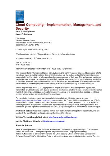 دانلود نسخه کامل کتاب Cloud Computing – Implementation, Management, and Security