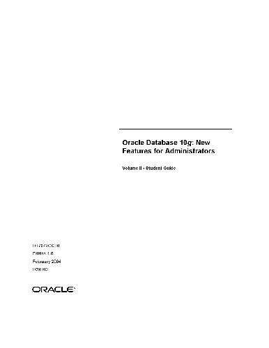 دانلود نسخه کامل کتاب Oracle Database 10g. New Features for Administrators. Student Guide