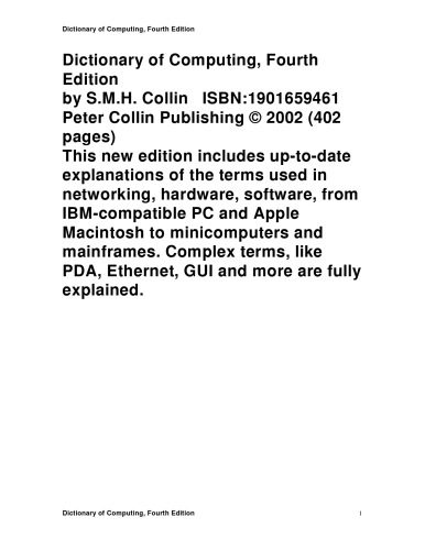 دانلود نسخه کامل کتاب Dictionary of Computing: Over 10,000 terms clearly defined