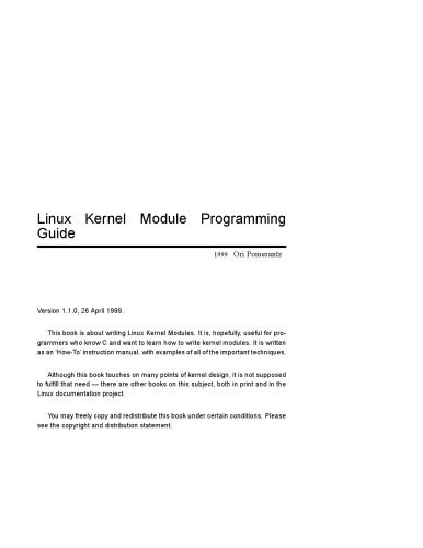 دانلود نسخه کامل کتاب Linux Kernel Module Programming Guide