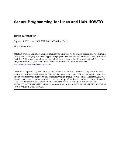دانلود نسخه کامل کتاب Secure Programming for Linux and UNIX HOWTO