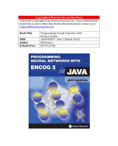 دانلود نسخه کامل کتاب Programming Neural Networks with Encog 2 in Java