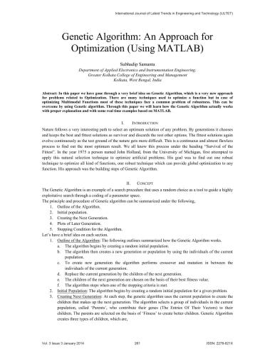 دانلود نسخه کامل کتاب Genetic Algorithm: An Approach for Optimization (Using MATLAB)