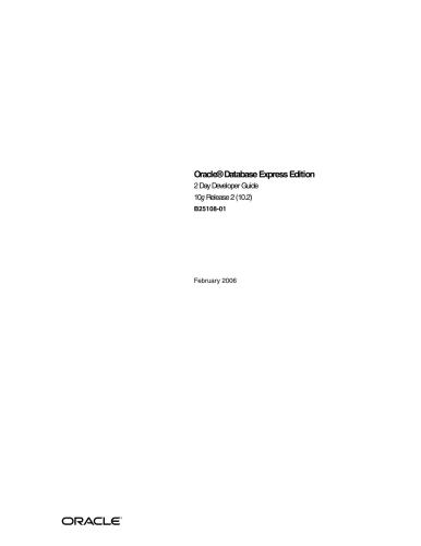 دانلود نسخه کامل کتاب Oracle Database Express Edition 2 Day Developer Guide 10g Release 2 (10.2)