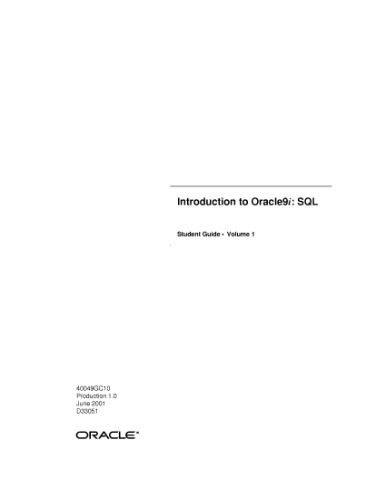 دانلود نسخه کامل کتاب Introduction to Oracle 9i SQL Student Guide (Vol 1)